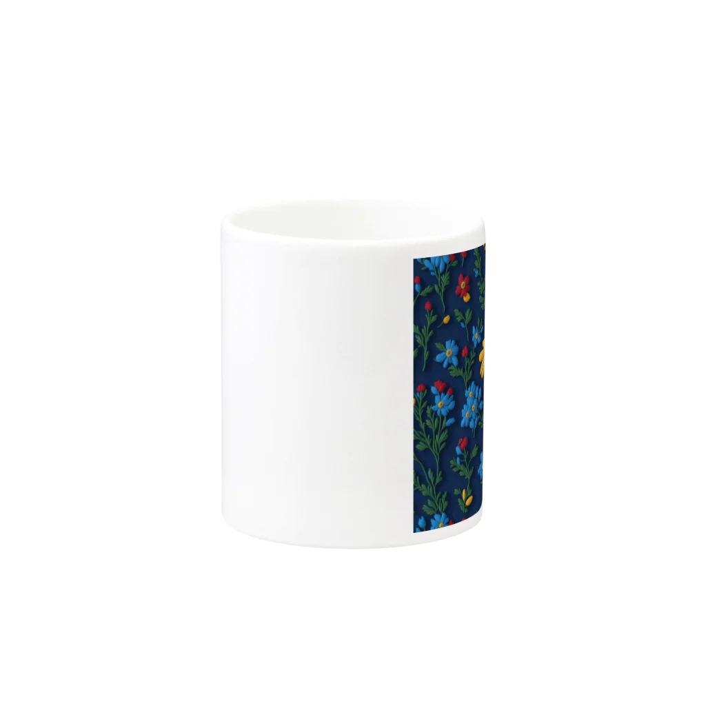 _Anzu_homedecorの3D 花柄　ブルー Mug :other side of the handle