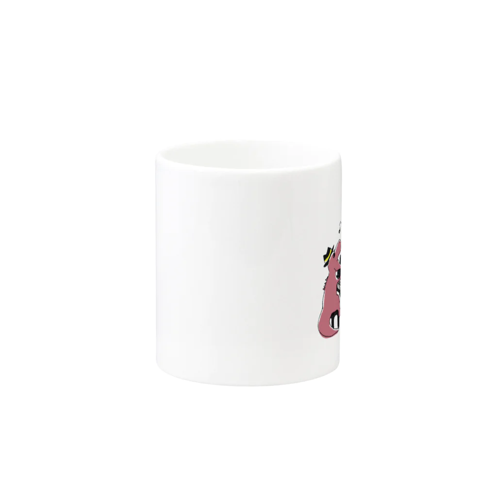 白亜画廊 SUZURI店の【DINOBAND】ピアノを弾くティラノサウルス Mug :other side of the handle