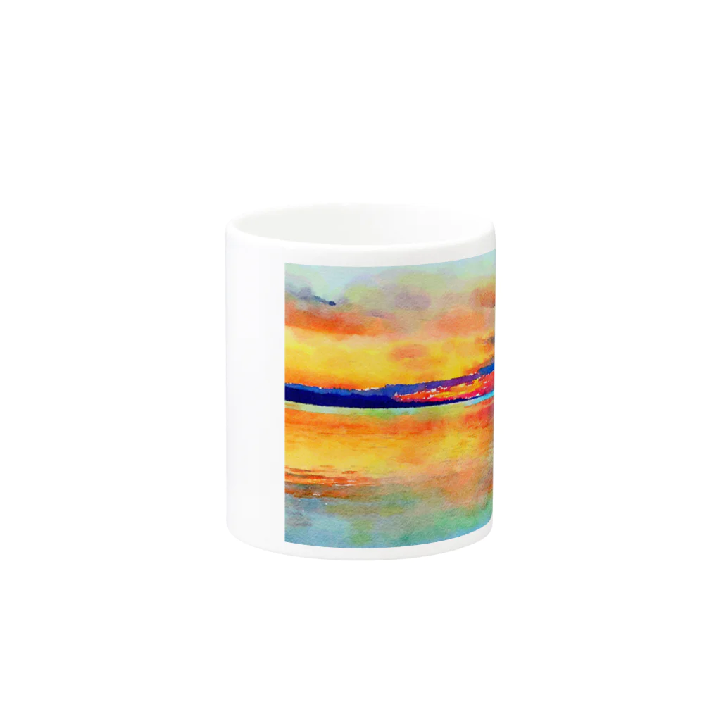 nyahoの宍道湖の夕日 水彩 Mug :other side of the handle