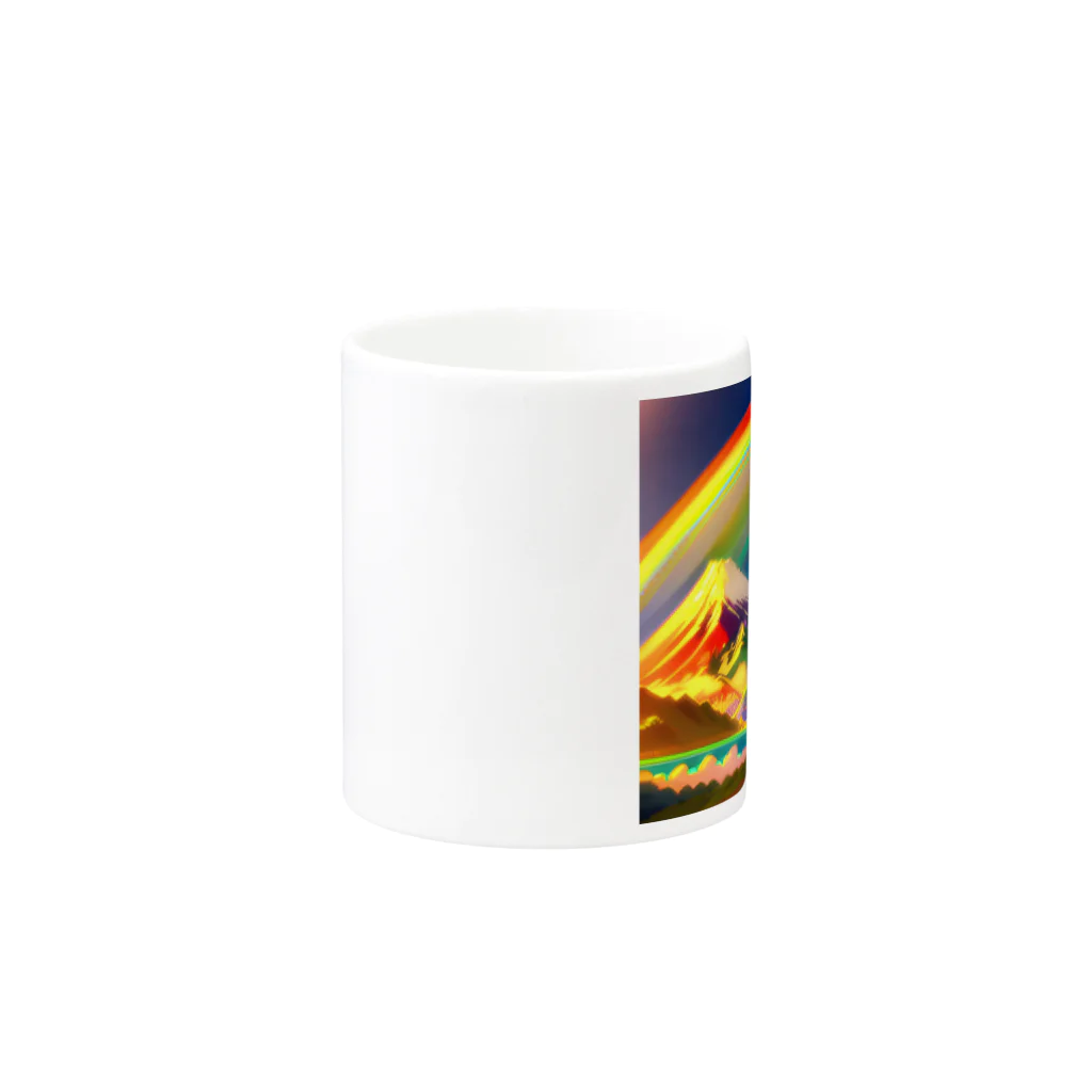 TOY PAPA SHOP の“Rainbow-colored Mount Fuji: The Gateway to a Colorful Fantasy” Mug :other side of the handle