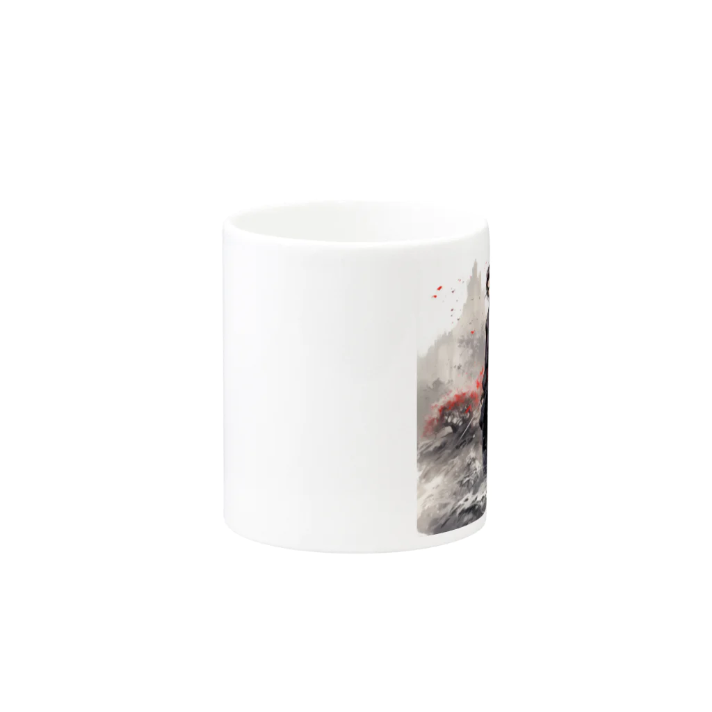 ロイの楽しいデザイン屋さんの水墨画風の侍3 Mug :other side of the handle