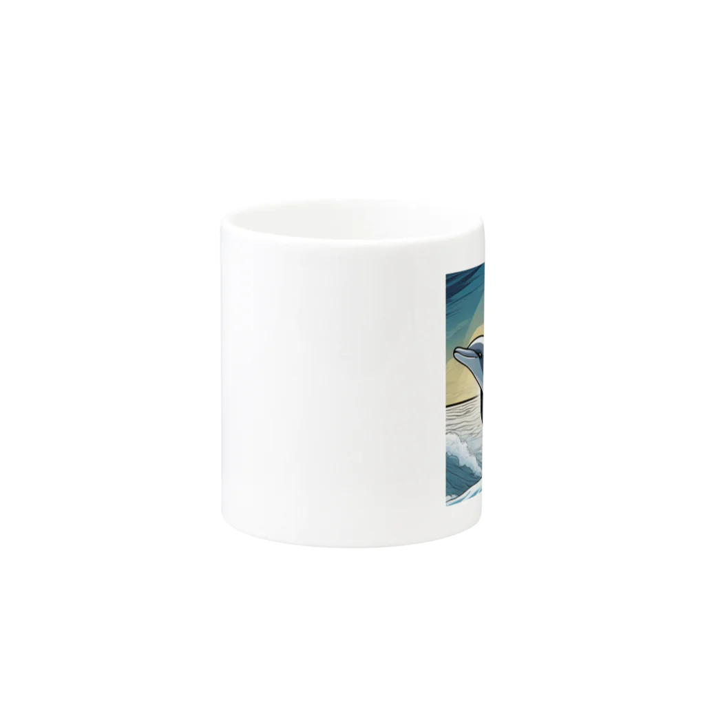 GOLAEのiruka　海を飛び跳ねるイルカ Mug :other side of the handle