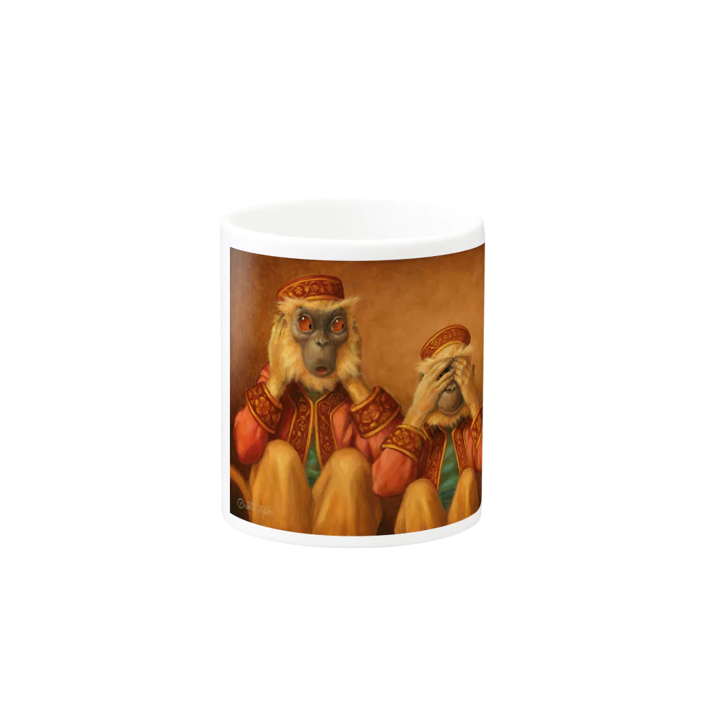 Mottan‘s Art Goods Shopの見ざる・聞かざる・言わざる　See no evil, hear no evil, speak no evil Mug :other side of the handle