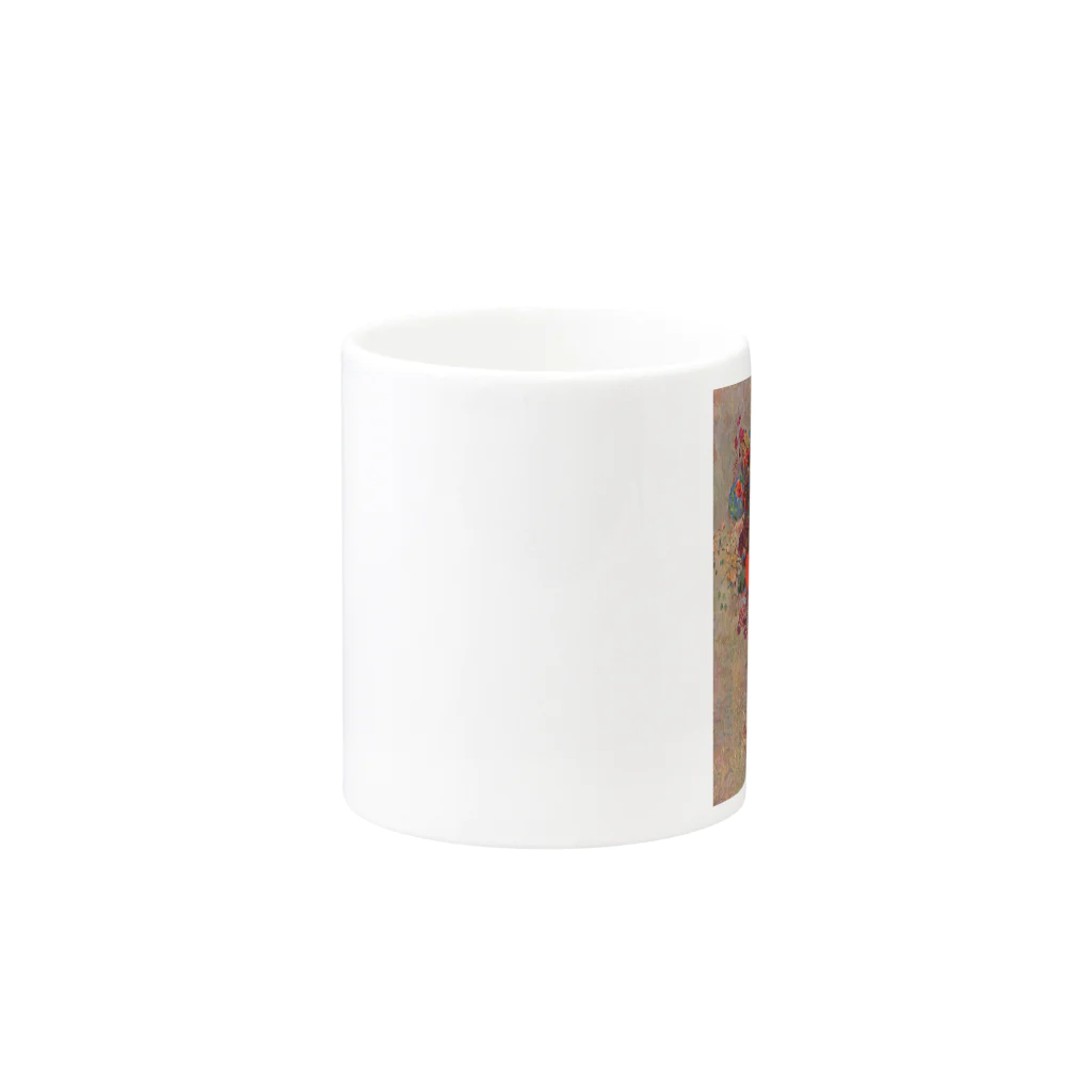 世界美術商店のトルコ石色の花瓶の花 /  The turquoise vase Mug :other side of the handle
