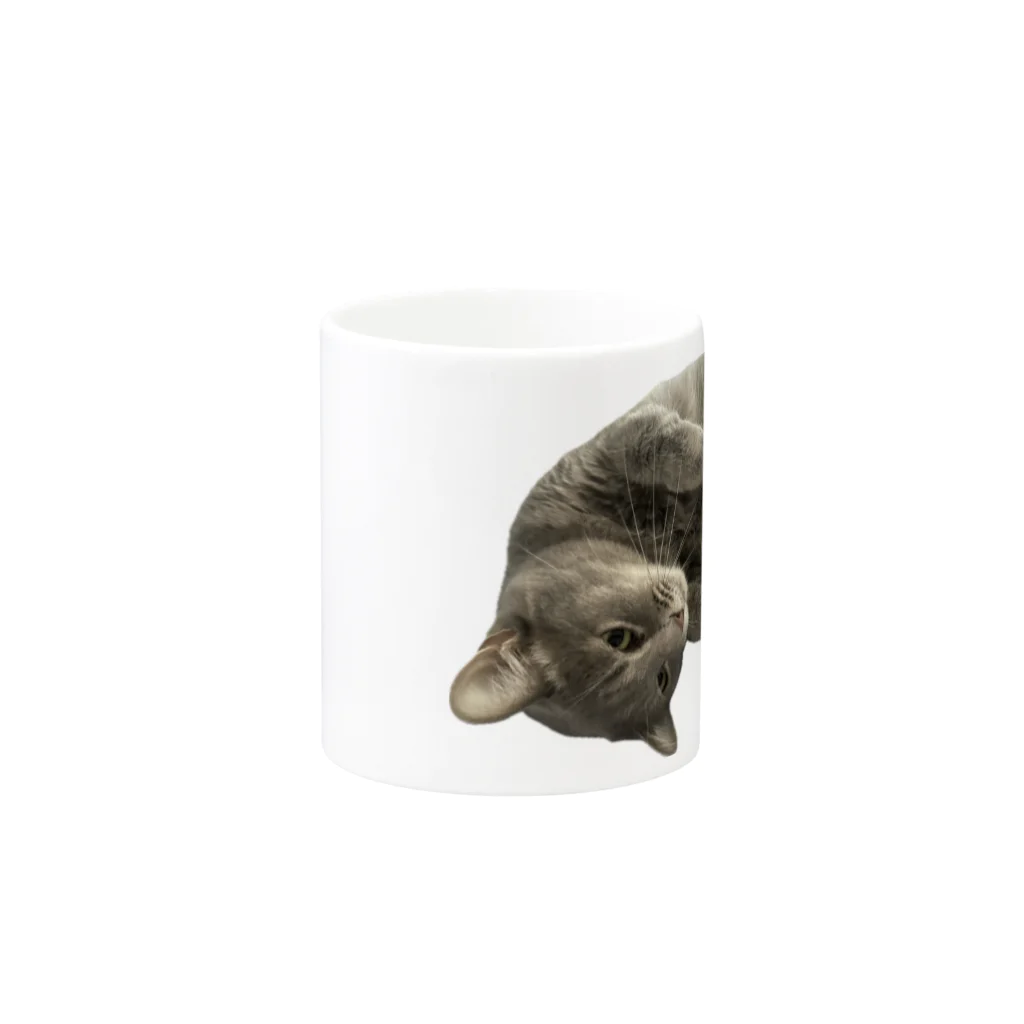 グレージュ猫ロッタン🐈‍⬛のロッタンのリラックスタイム マグカップの取っ手の反対面