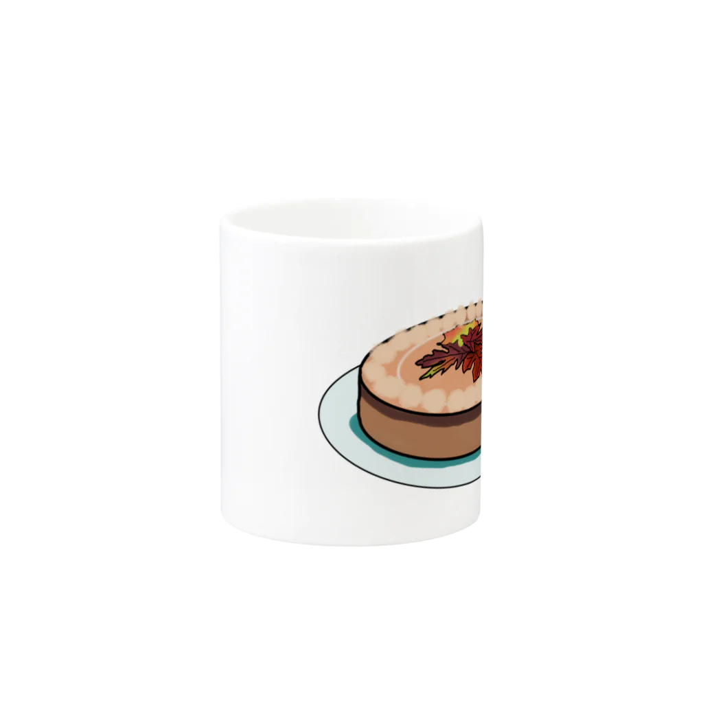 QuinnOliverの秋のデザート　パンプキンチーズケーキ Mug :other side of the handle