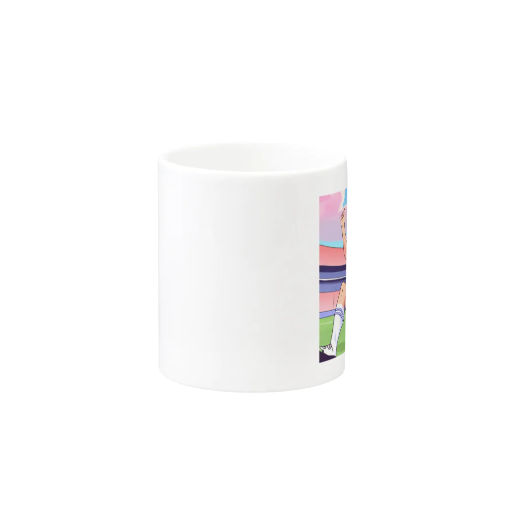 ほっこりグッズBASEのワールドカップ優勝を夢見るサッカー少年 Mug :other side of the handle