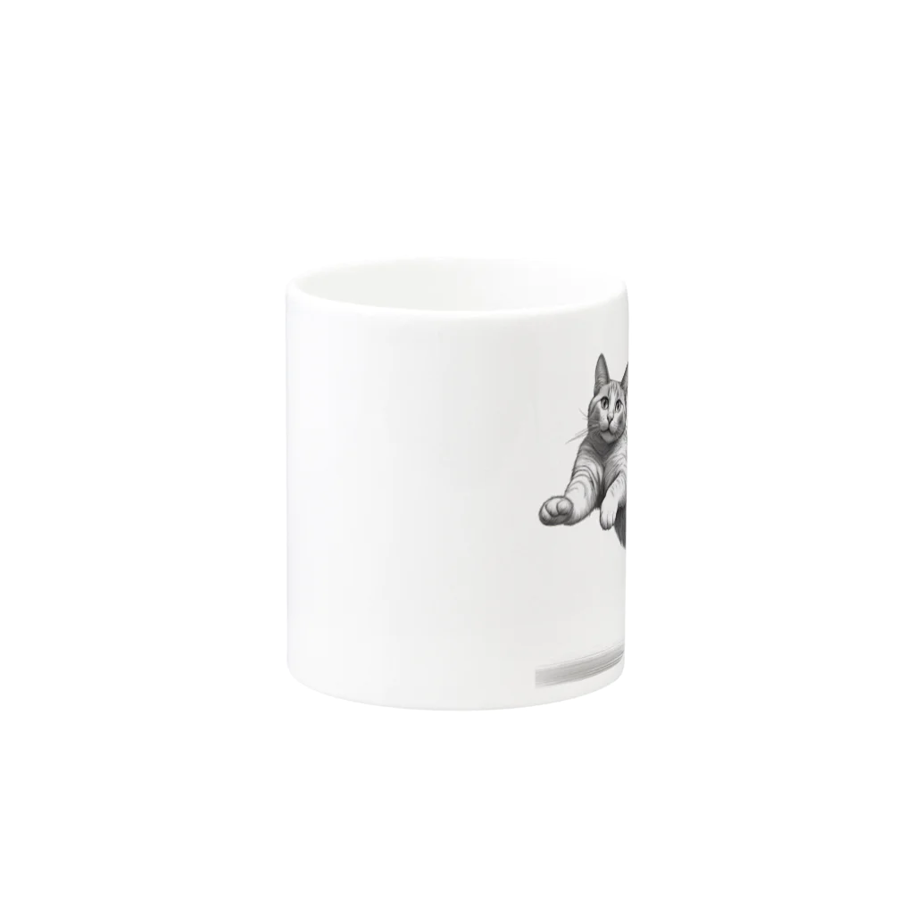 Shop Quonの跳ね猫 Mug :other side of the handle