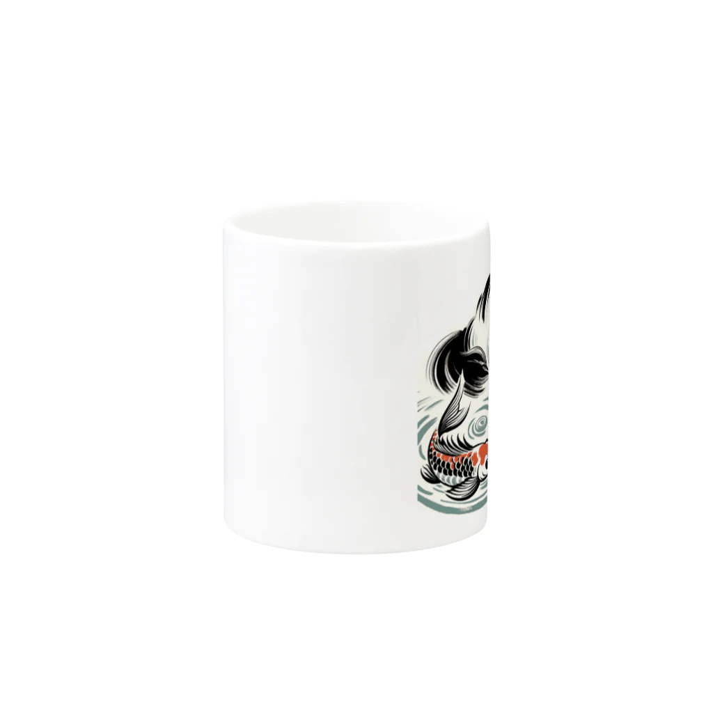 MakotOの猫と鯉（水墨画風） Mug :other side of the handle