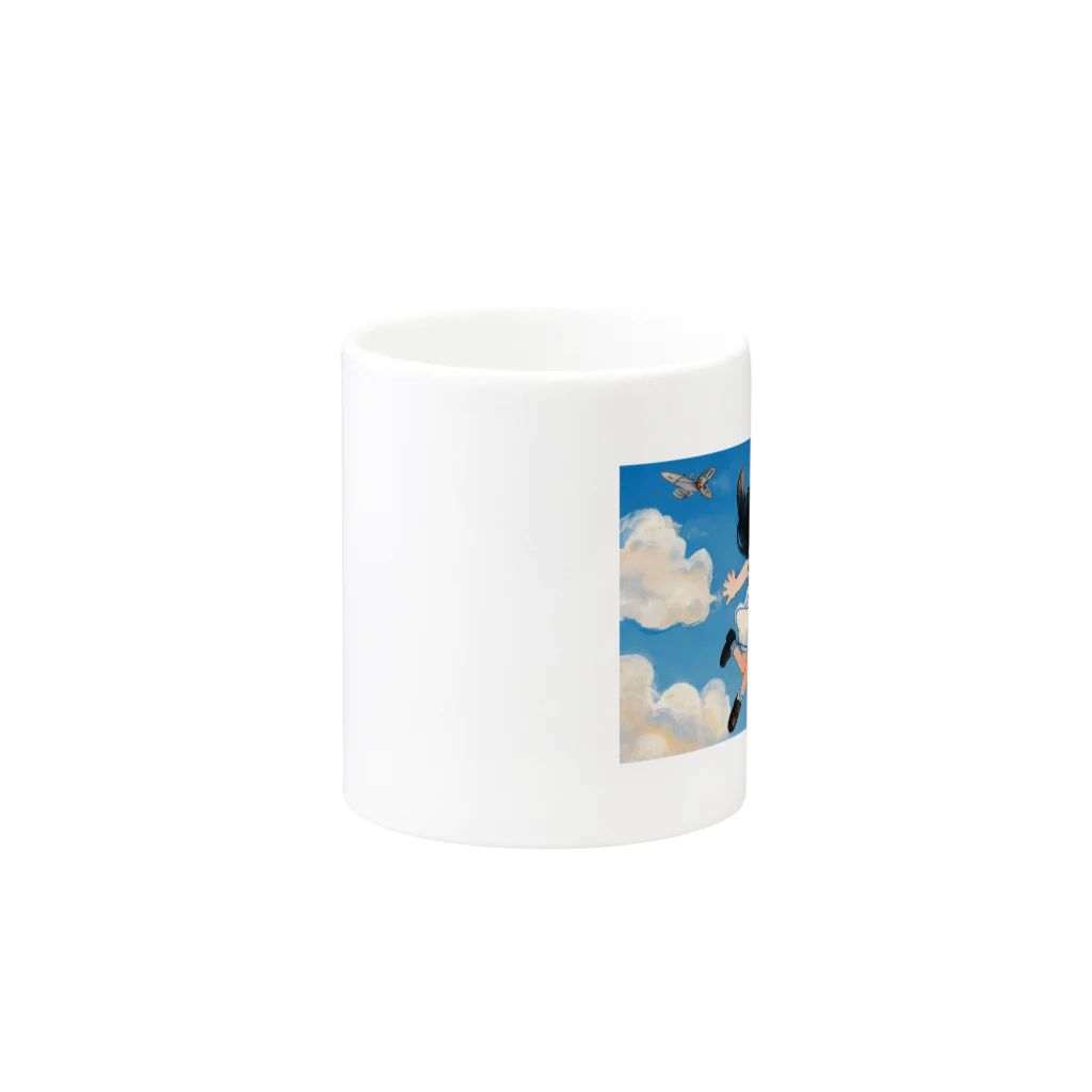 くま屋のSkyward Dreams: Soaring Girl Art Mug :other side of the handle