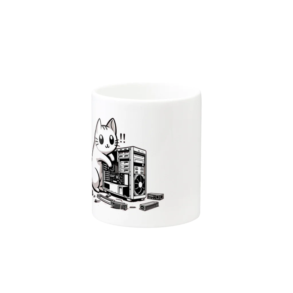 Kalytero グッズ制作部のPCクラッシャー猫 Mug :other side of the handle