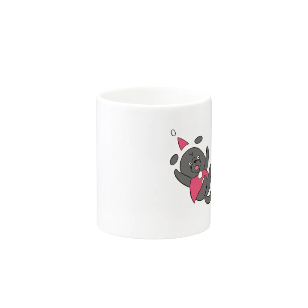 フレブルとパググッズS’IRISERの鼻ペチャクリスマス　パグ　黒パグ Mug :other side of the handle