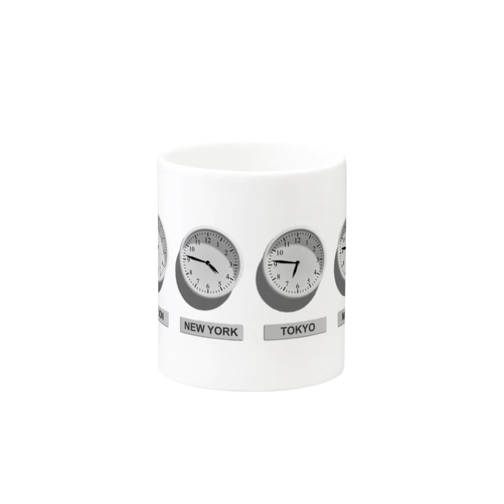 metao dzn【メタヲデザイン】の世界時計 マグカップの取っ手の反対面