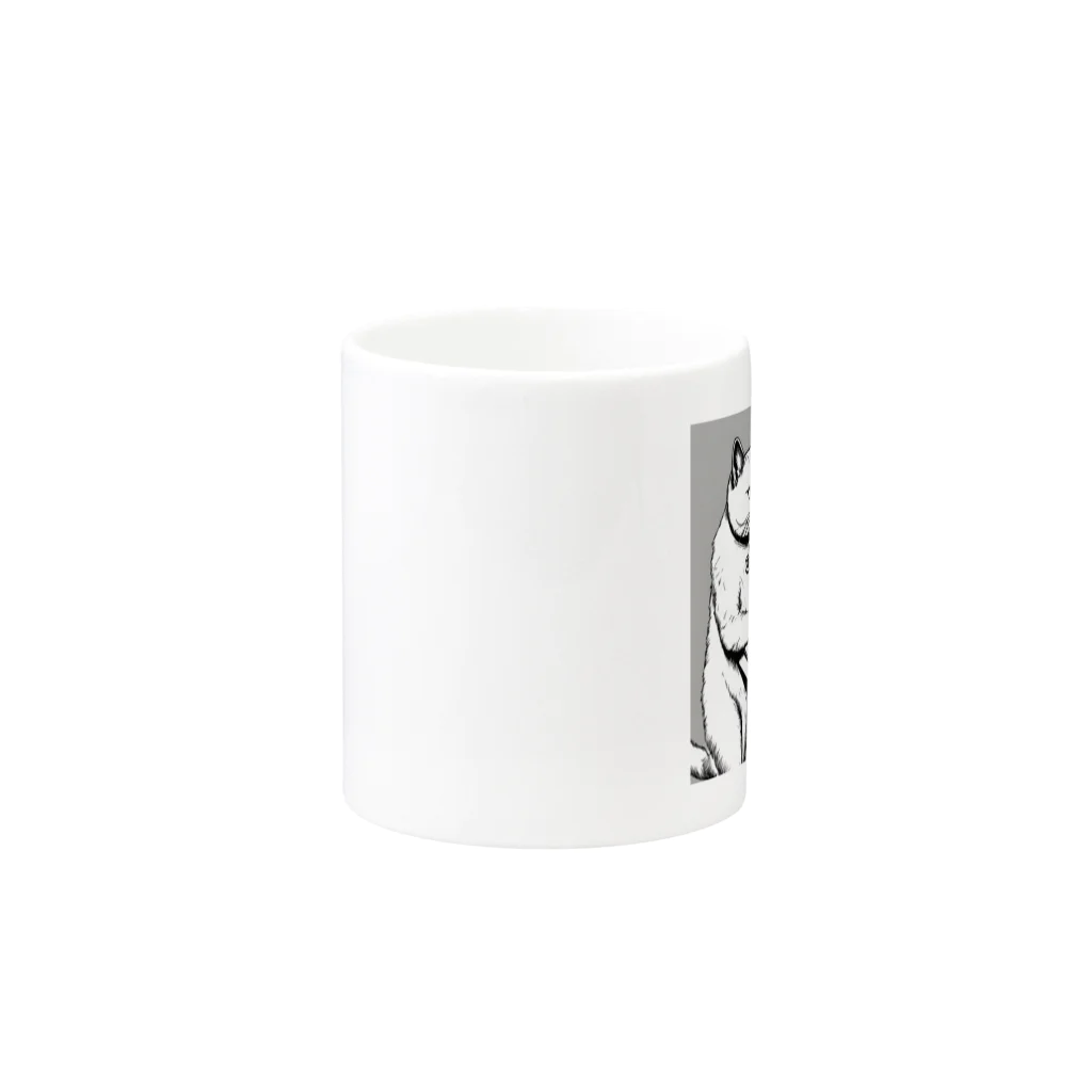 NORI's yoki2shopのボタン猫（シリアス） Mug :other side of the handle