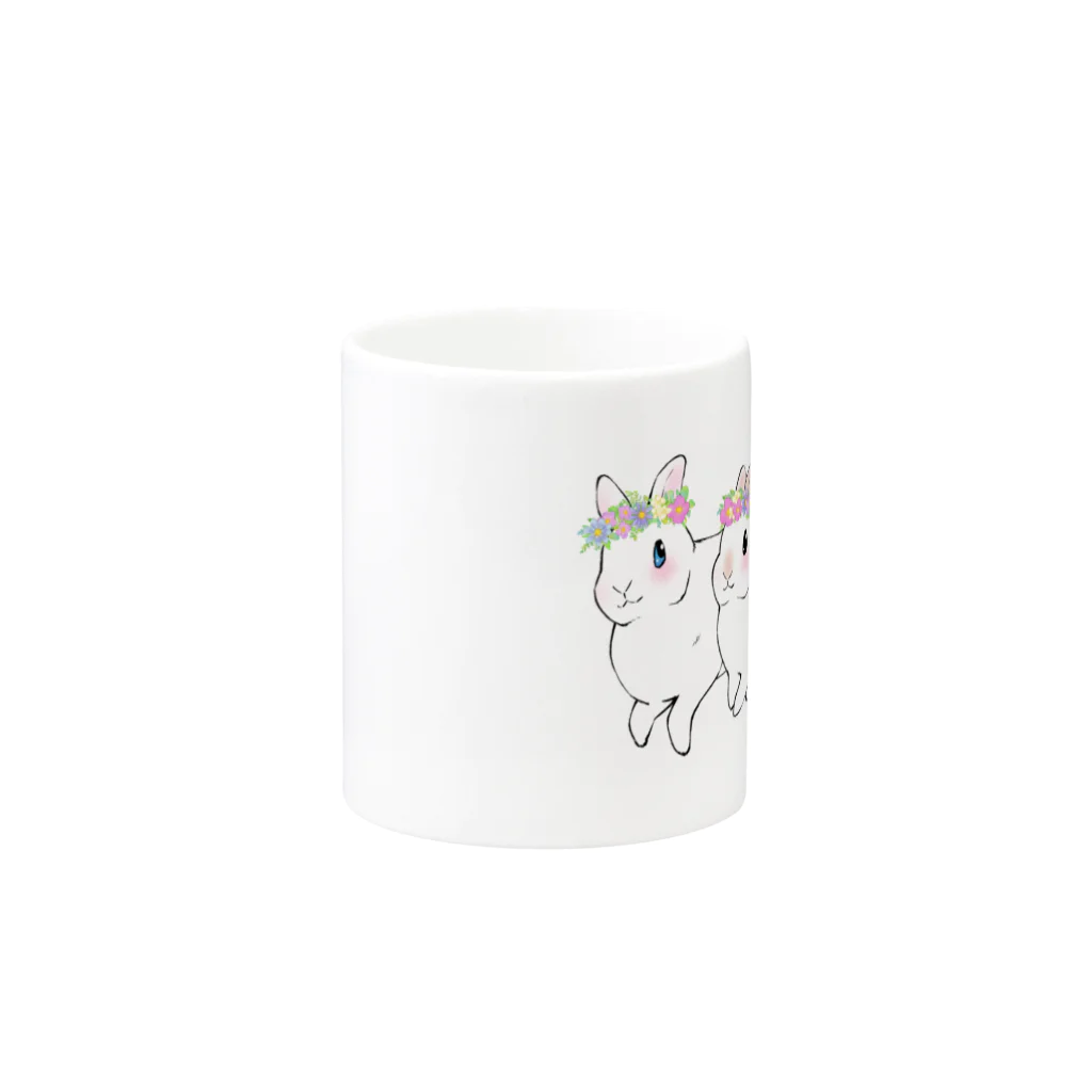 うさぎ王子のしもべのアルナブさん＆六花ちゃん（花冠） Mug :other side of the handle