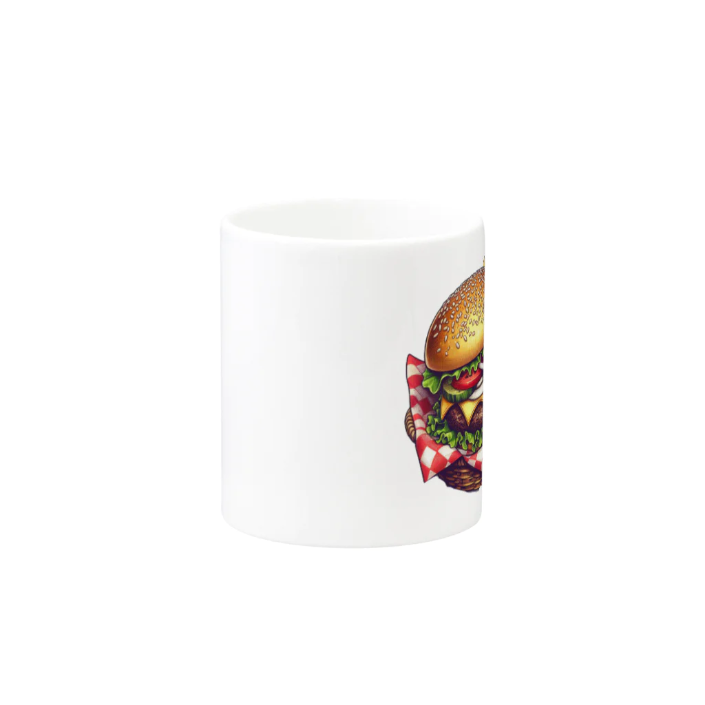 pitaco-landのチーズバーガーセット Mug :other side of the handle