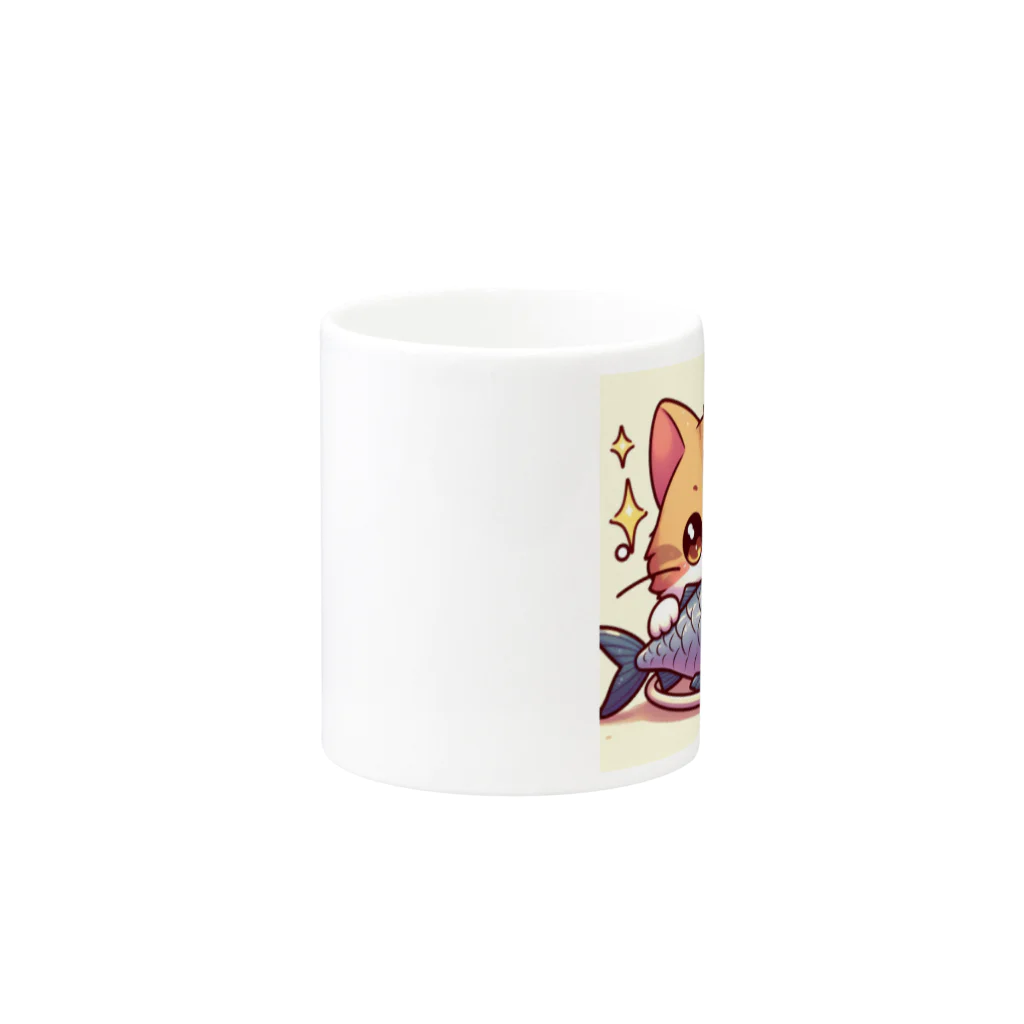 zuuu-の魚を前にドヤ顔にゃんこ☆ Mug :other side of the handle