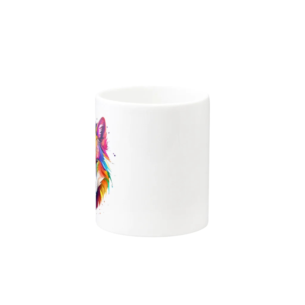 MK's SOLUTIONのカラフルなおおかみ Mug :other side of the handle