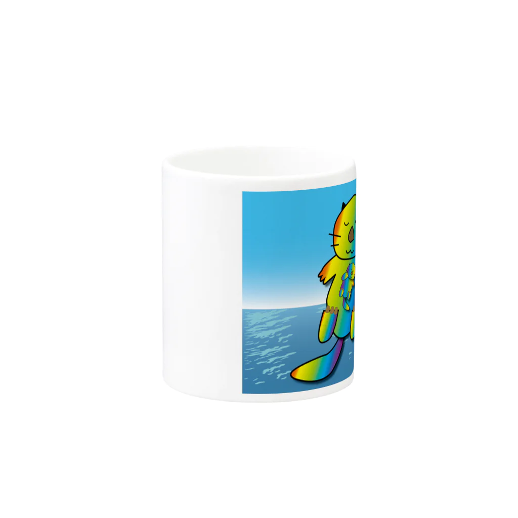 Drecome_Designの【レインボーカラー】おねんね海獺(ラッコ)親子 Mug :other side of the handle