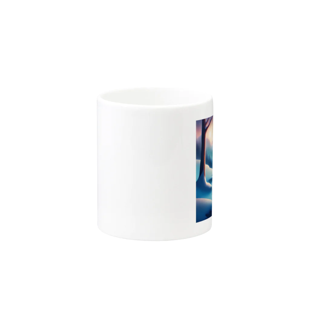 Passionista Lifestyle Emporium : 情熱的なライフスタイルエンポリウムの極光の冬景色とトナカイ Mug :other side of the handle