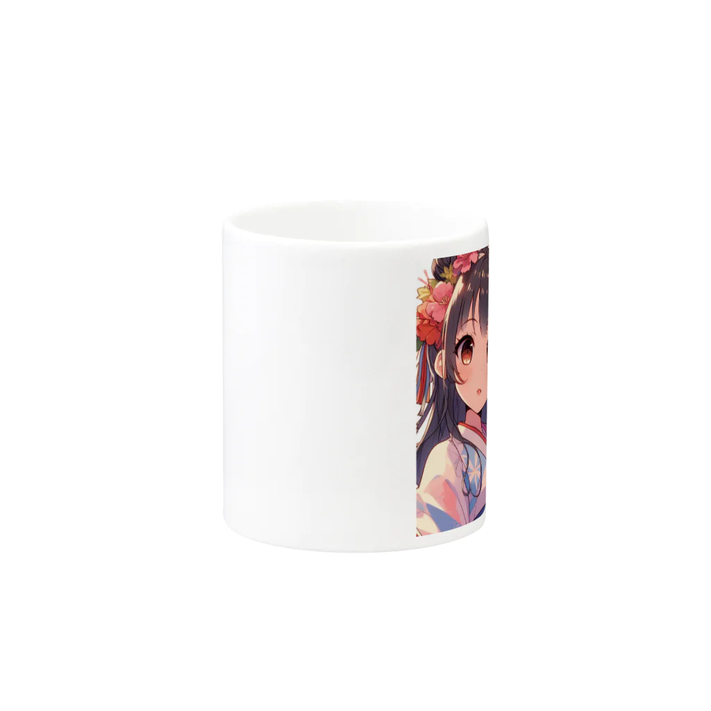 推しの美少女とアイドルの和服が似合う美人姉妹 Mug :other side of the handle