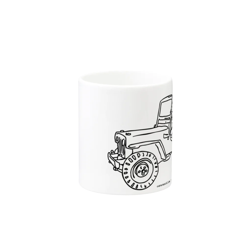 ファンシーTシャツ屋のJeep イラスト ライン画 Mug :other side of the handle