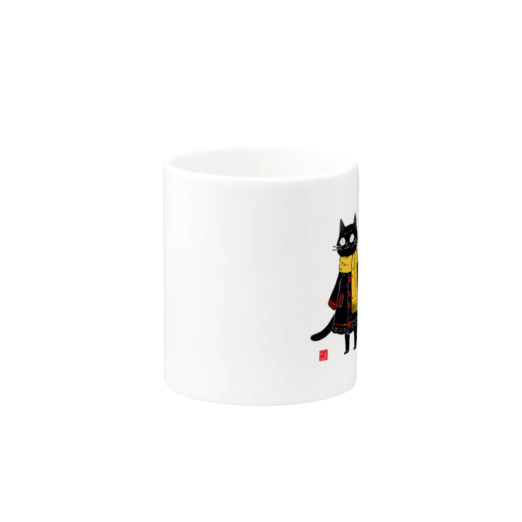 Lapis SHOPの黒猫夫婦のお買い物 Mug :other side of the handle