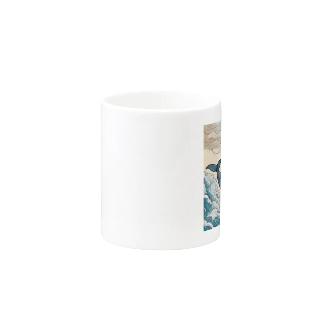 chiharu_wの和柄クジラ Mug :other side of the handle