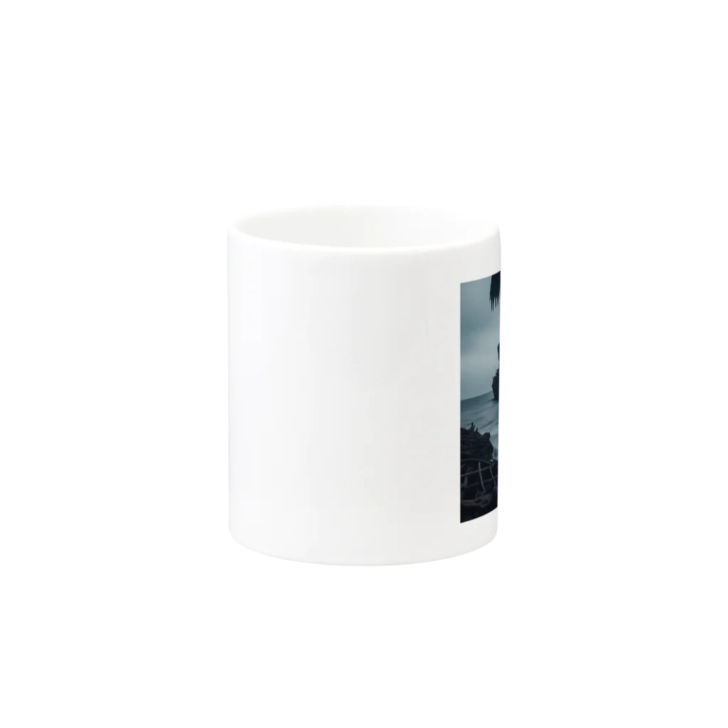 Dark Fの暗黒の海に浮かぶ腐敗した船の墓場 Mug :other side of the handle