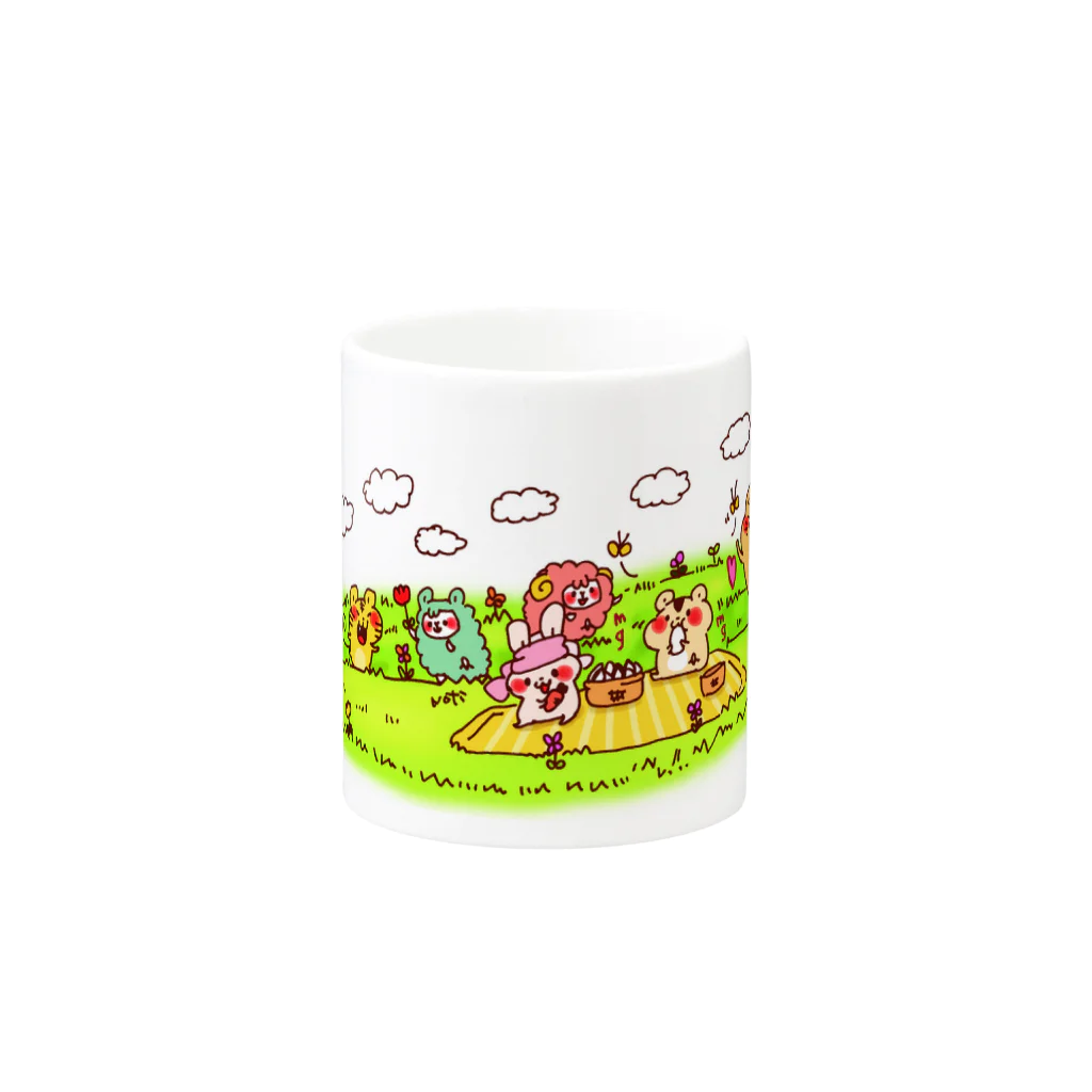 のち＠LINEスタンプ販売中のほわほわあにまる集合 Mug :other side of the handle