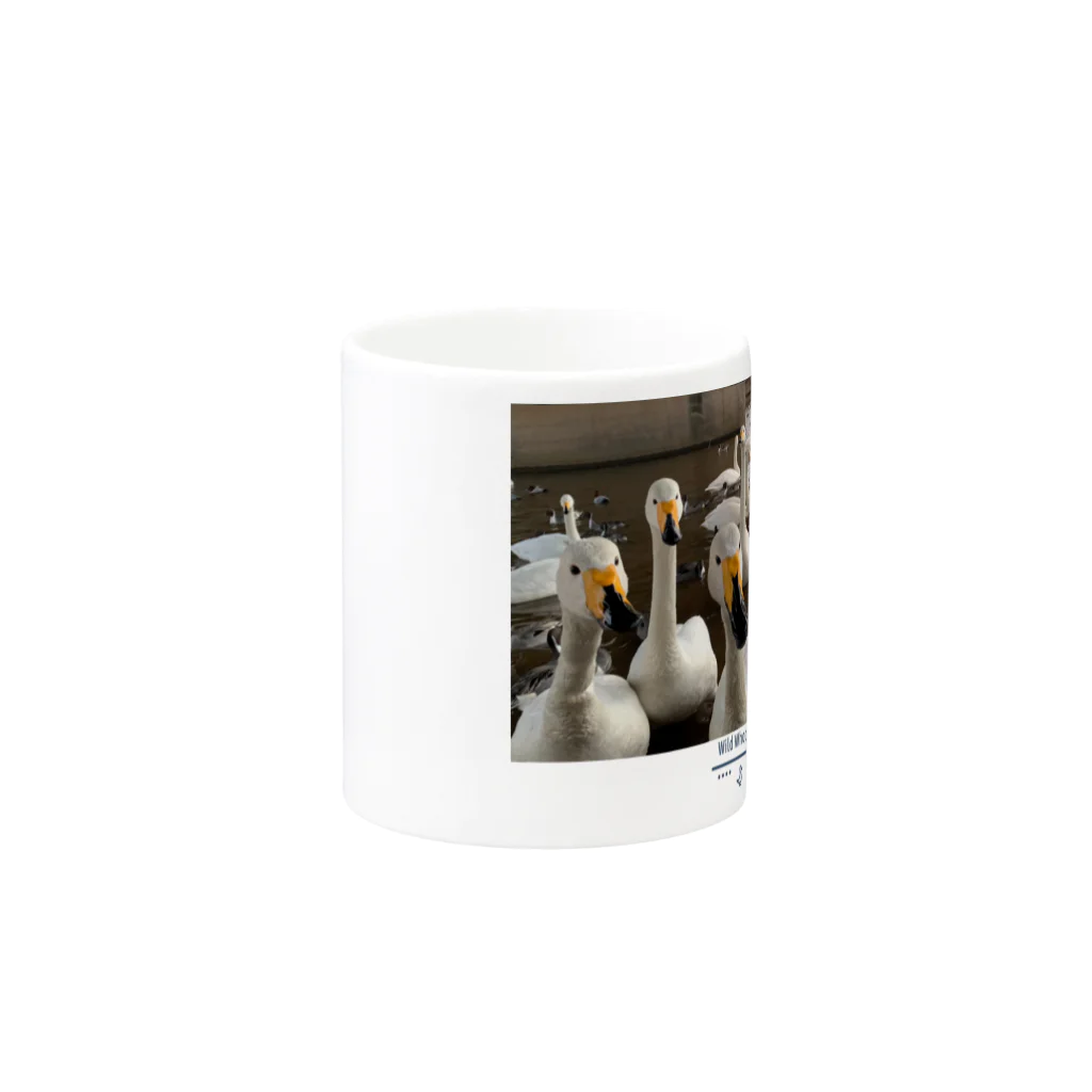 wild whooper (白鳥堂)の白鳥（集合写真) マグカップの取っ手の反対面