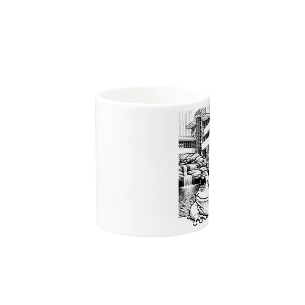 archifrogの落水荘風の建築物に佇むカエル Mug :other side of the handle