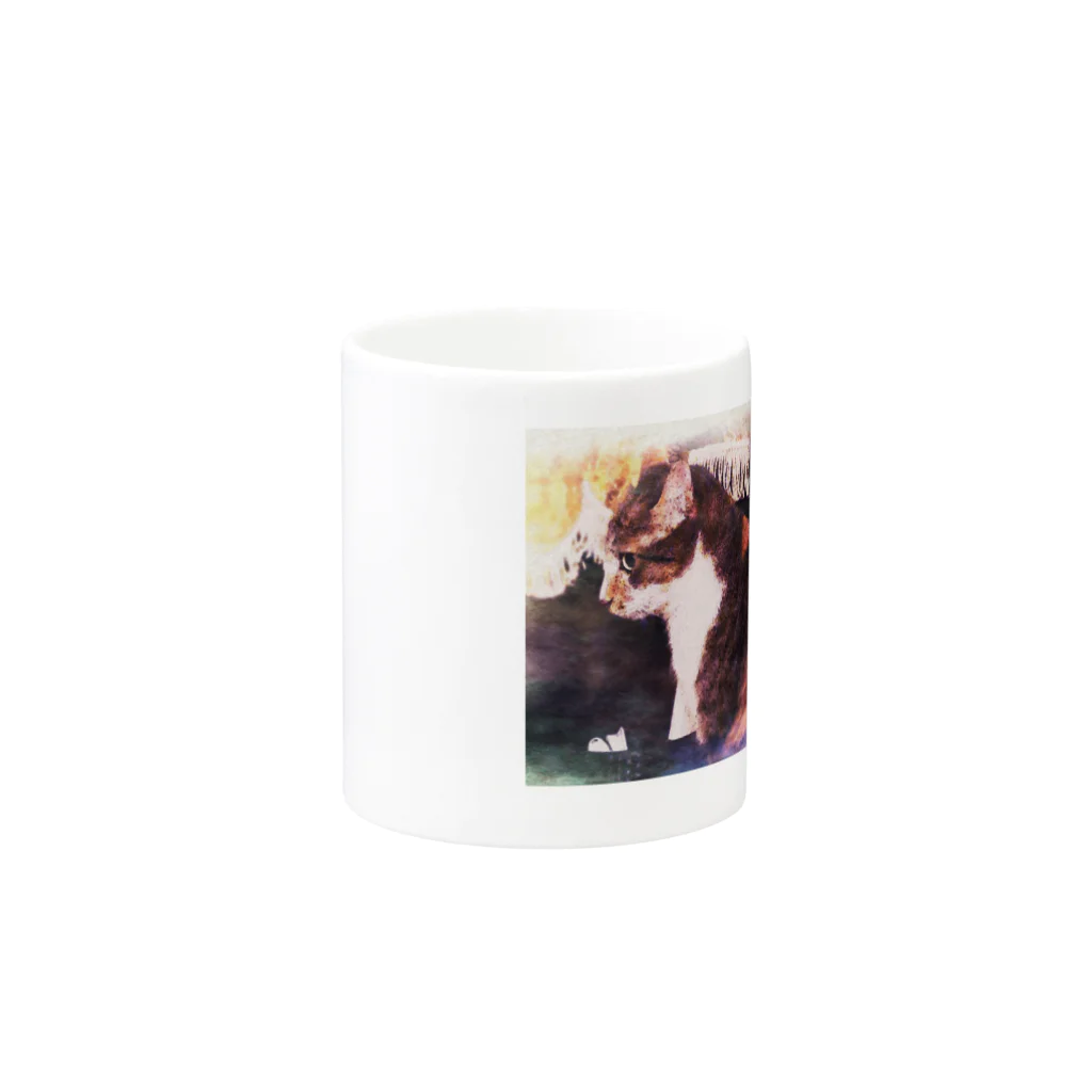 S&R 猫と飼い主のミケ猫 Mug :other side of the handle