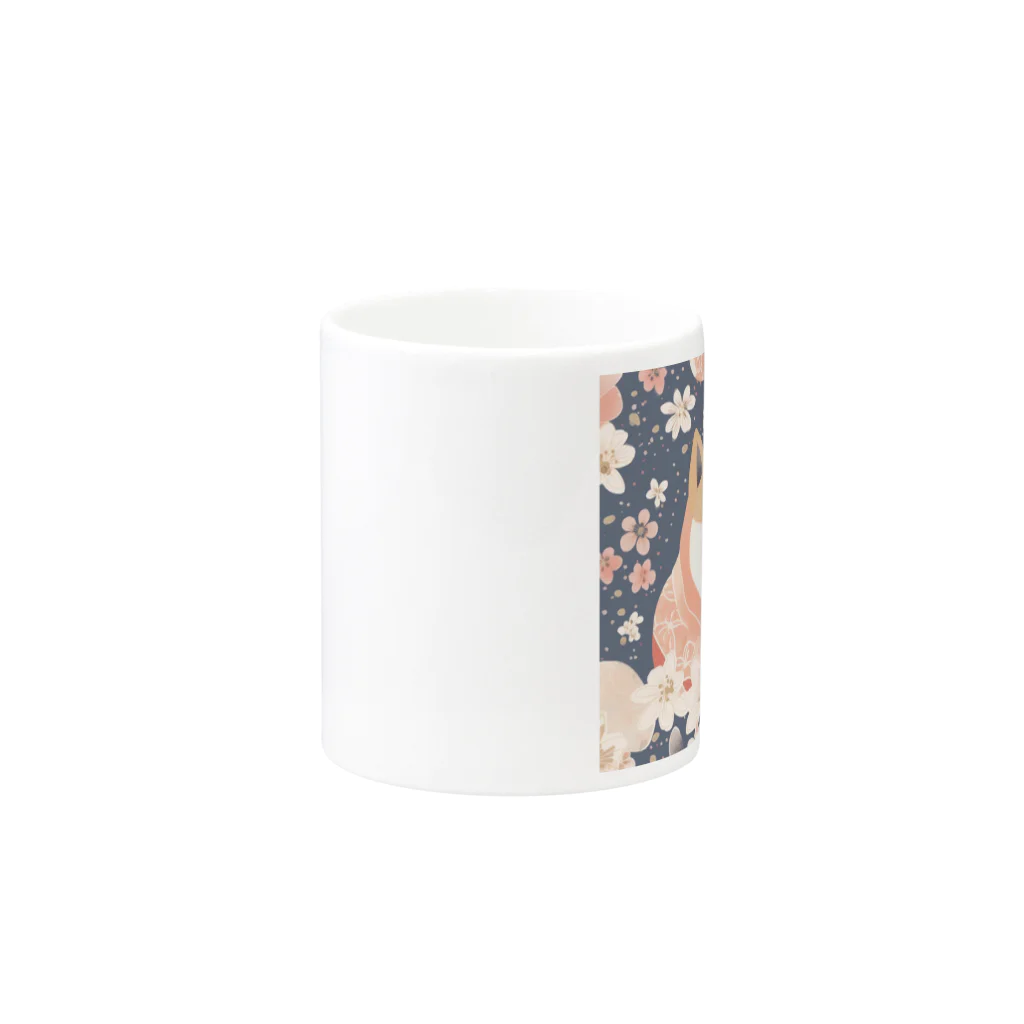Grazing Wombatの日本画風、柴犬と桜２-Japanese-style painting of a Shiba Inu with cherry blossoms 2 Mug :other side of the handle