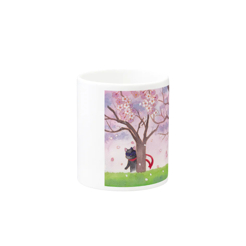 chirosukemaronの花見を楽しむ子犬マン（…と怪盗黒猫） Mug :other side of the handle