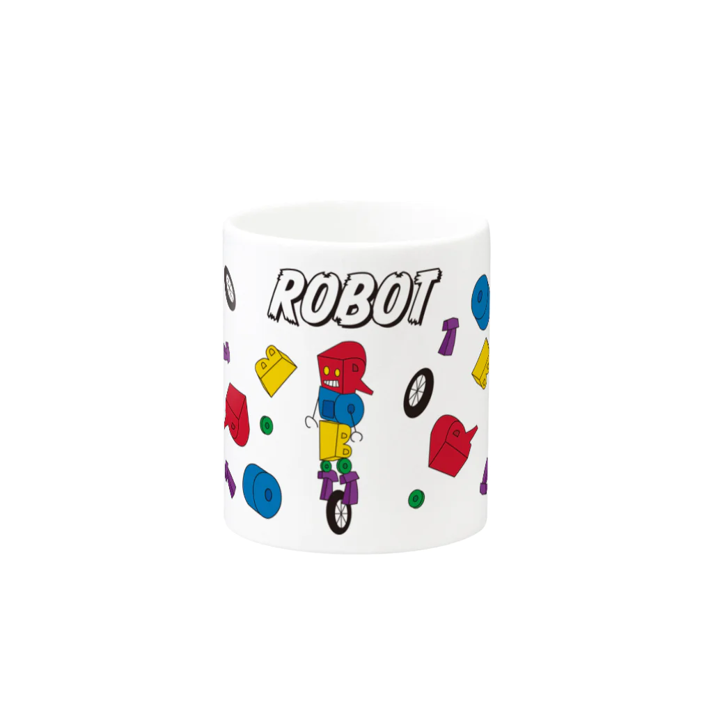 親子設計 CHIiKu MOJi『知育文字』のROBOT レトロカラー Mug :other side of the handle