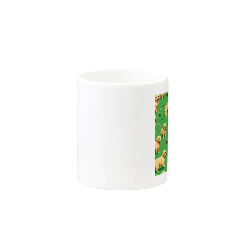 kinnirono-inuのドット絵　たくさんのゴールデンレトリバー２ Mug :other side of the handle