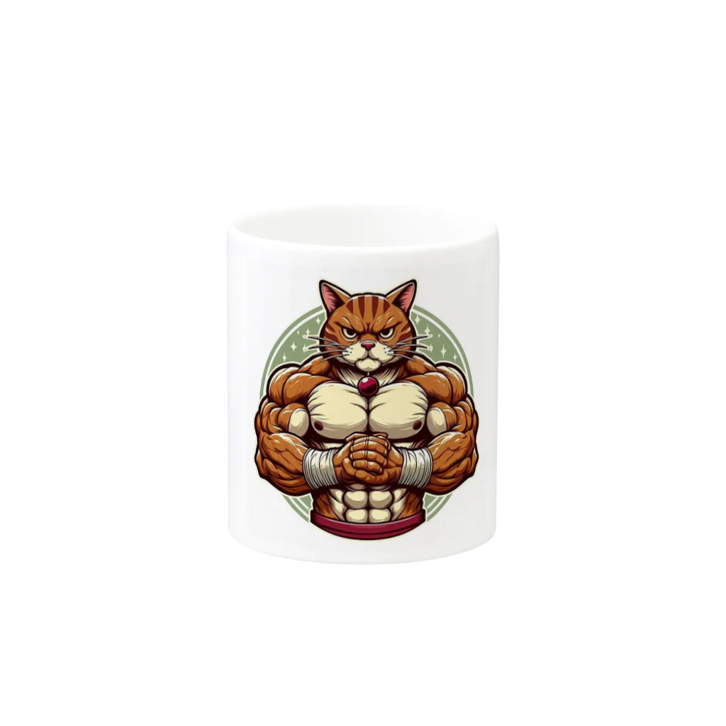 MUSCLE CAT 🐈🐈‍⬛のマッスルキャット　キジ虎 マグカップの取っ手の反対面