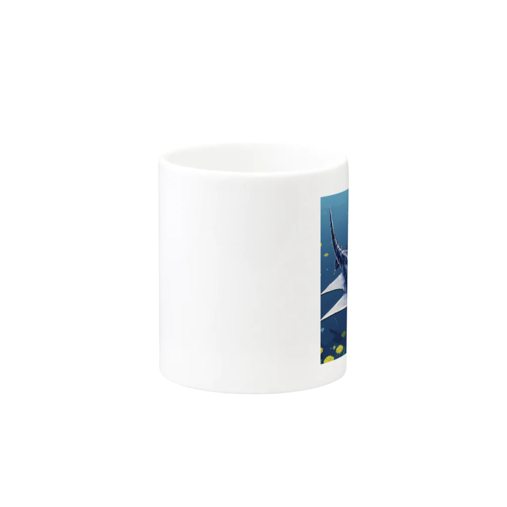 SUZURI56のドット絵ノコギリザメ Mug :other side of the handle