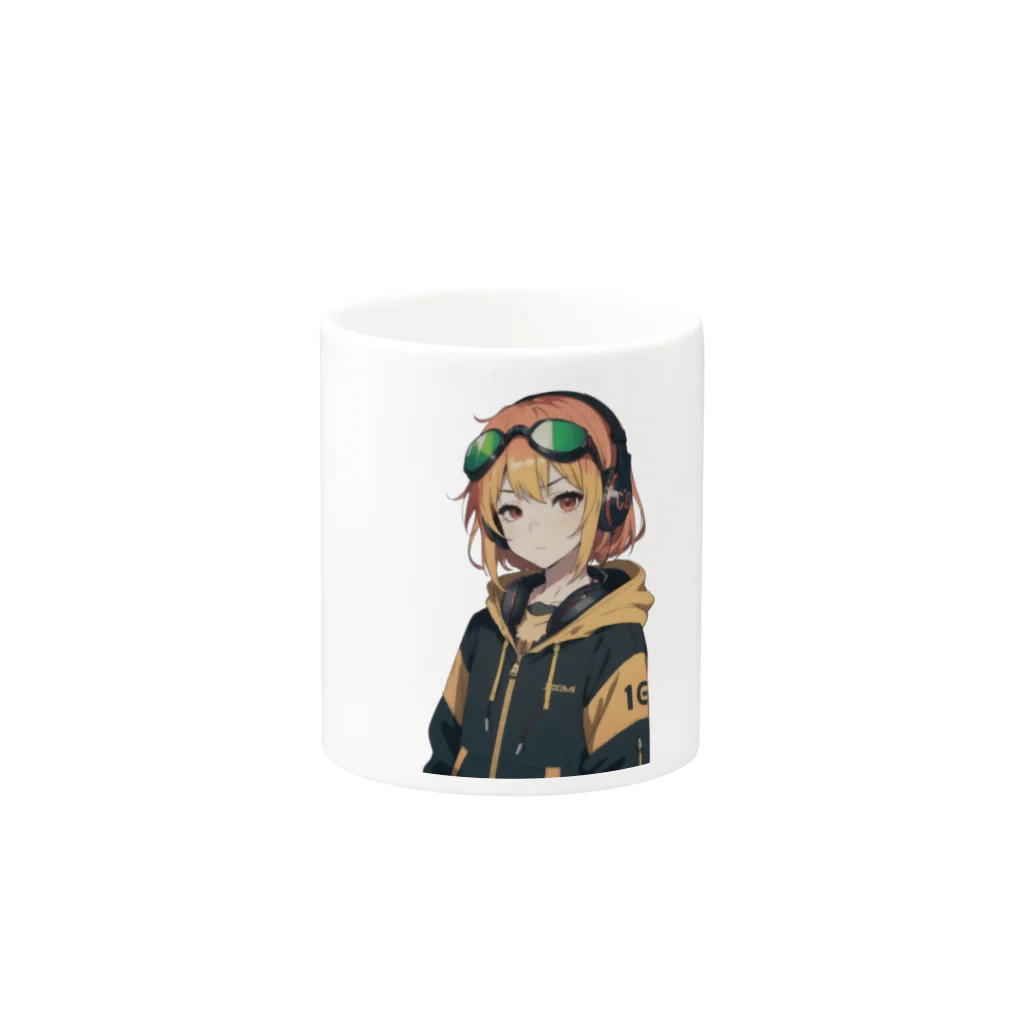 アカネの ChatGPT ゴーグルとヘッドフォンの少女 Mug :other side of the handle