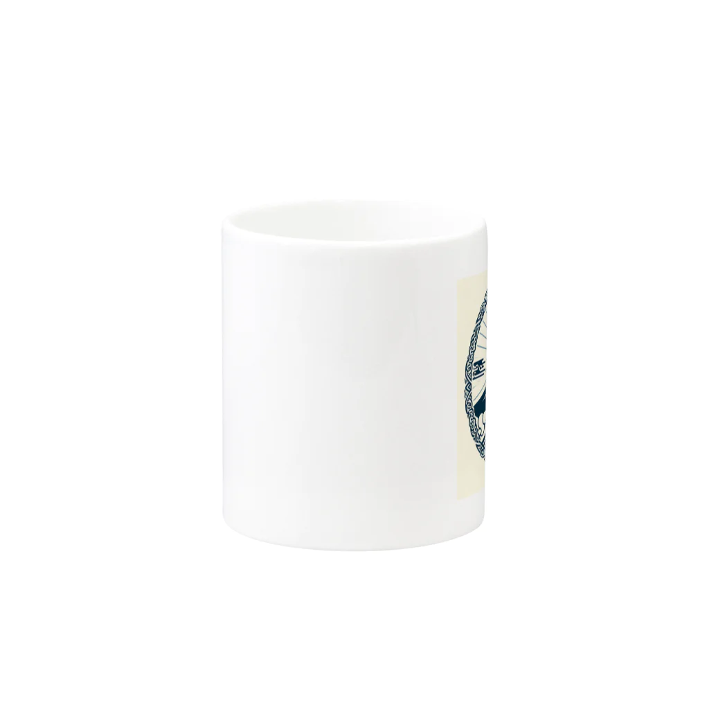 Cool Japanese CultureのMinimalist Traditional Japanese Motif Featuring Mount Fuji and Seigaiha Patterns Mug :other side of the handle