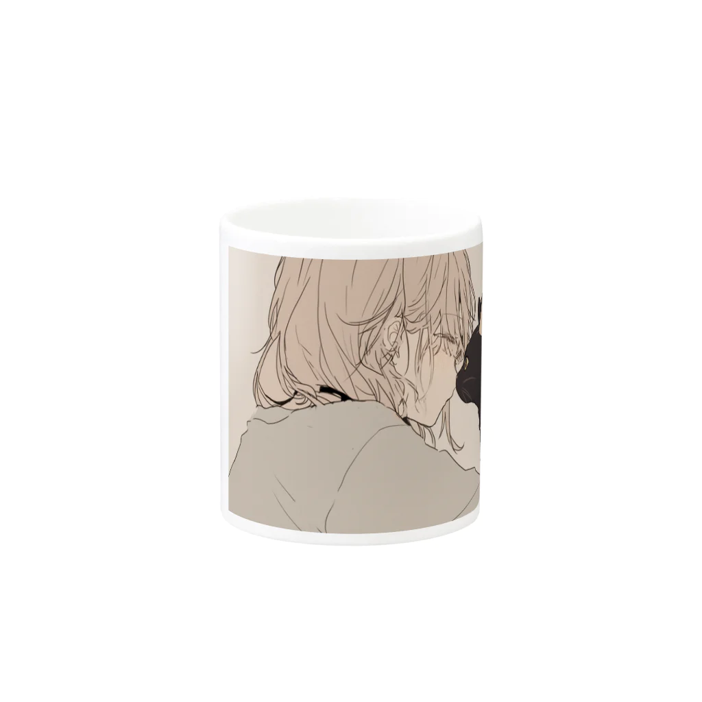 as -AIイラスト- の黒猫と見つめ合う Mug :other side of the handle