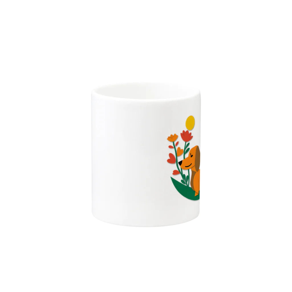 りえのダックスフンドとお花 Mug :other side of the handle