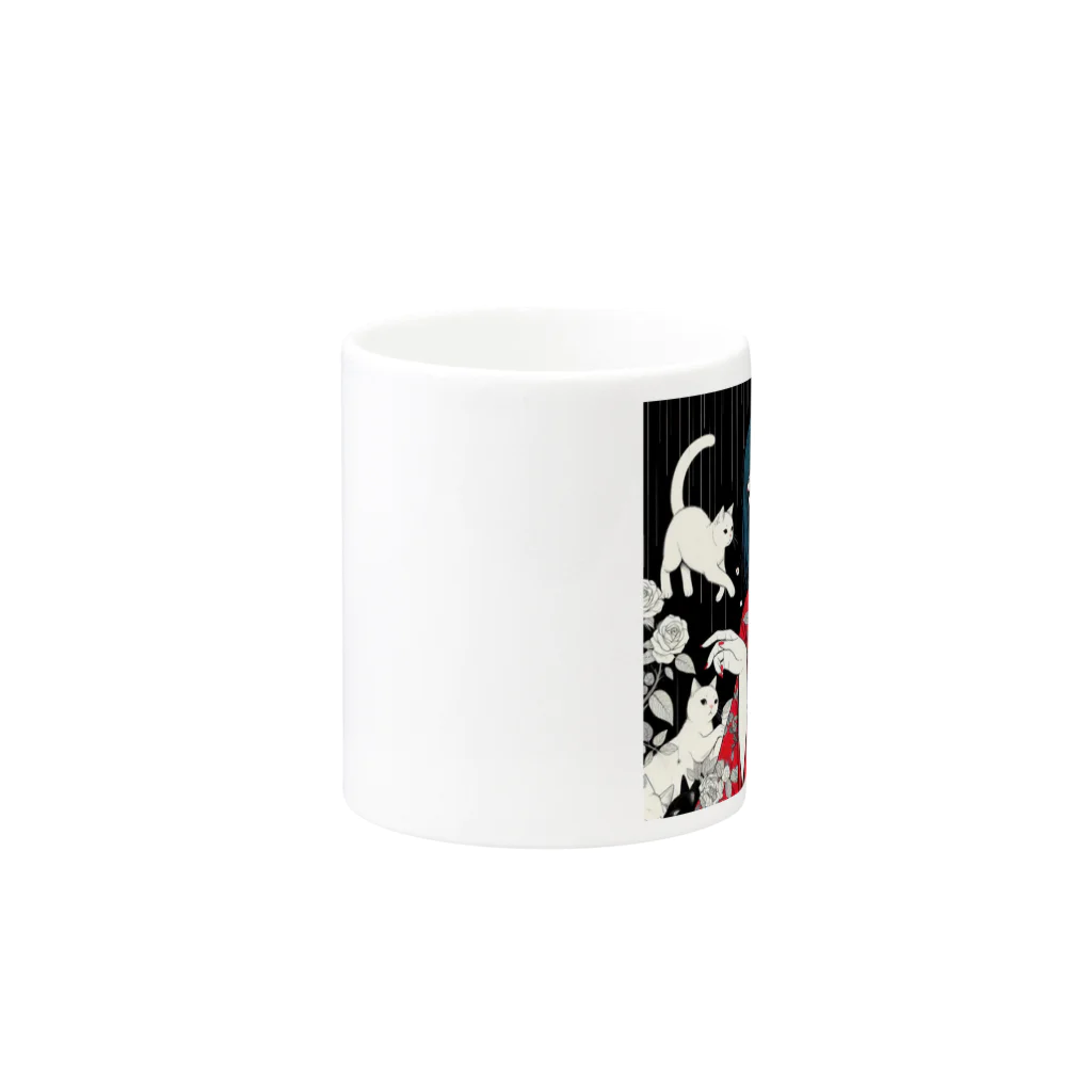 cocoa8877のネコ三昧（黒い空間・浮世絵風） Mug :other side of the handle