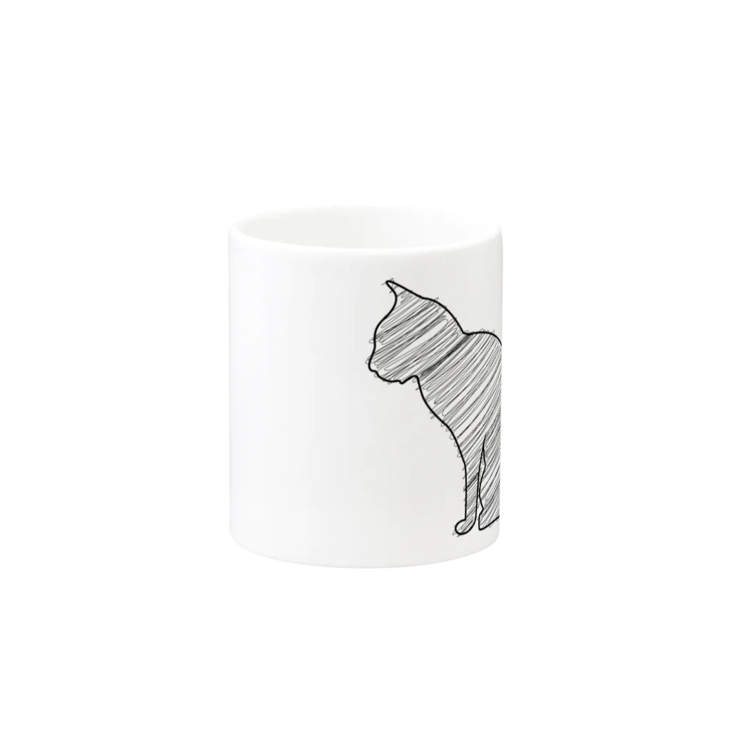 chicodeza by suzuriの線の猫 マグカップの取っ手の反対面