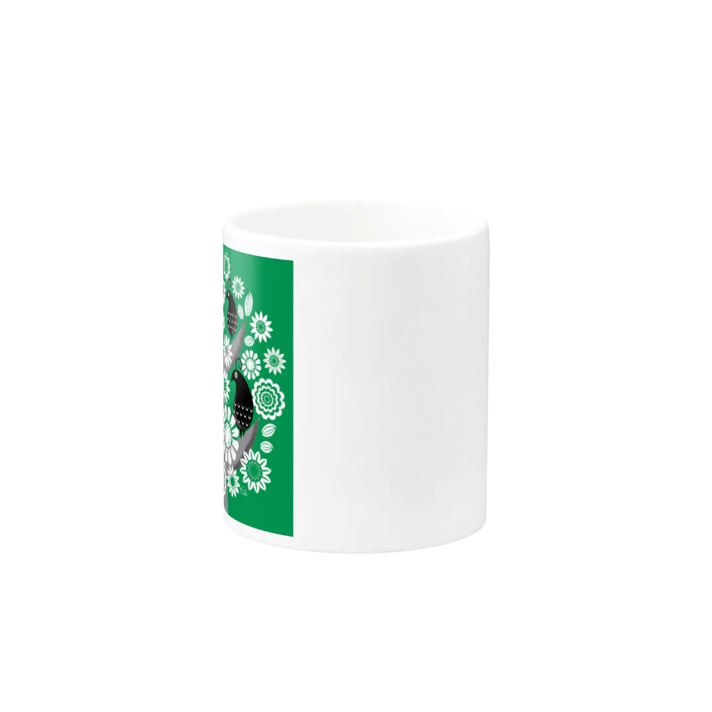 echicaのGreen Tree Black Bird Mug :other side of the handle