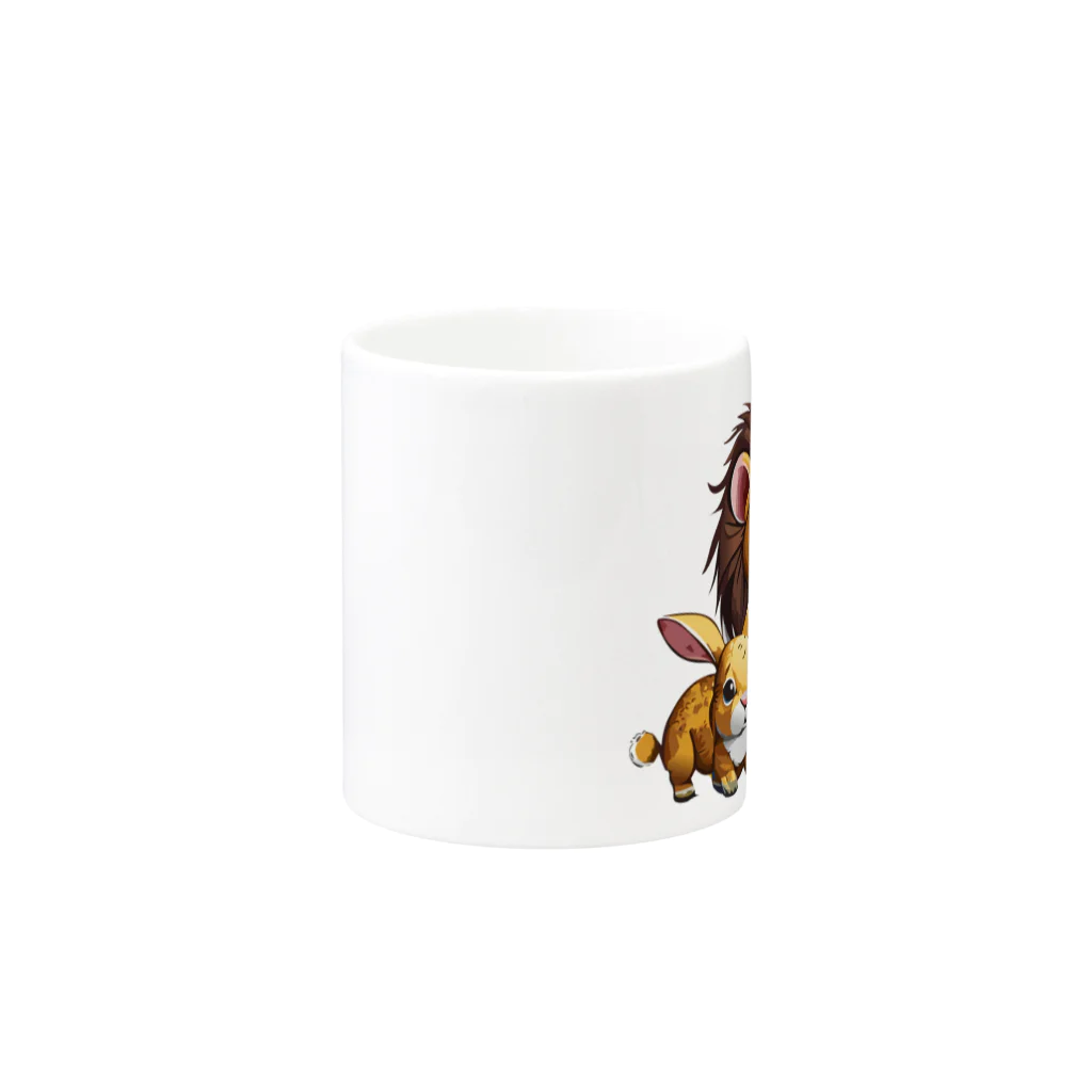 HENTEKO-SHOPのライオンとウサギ Mug :other side of the handle