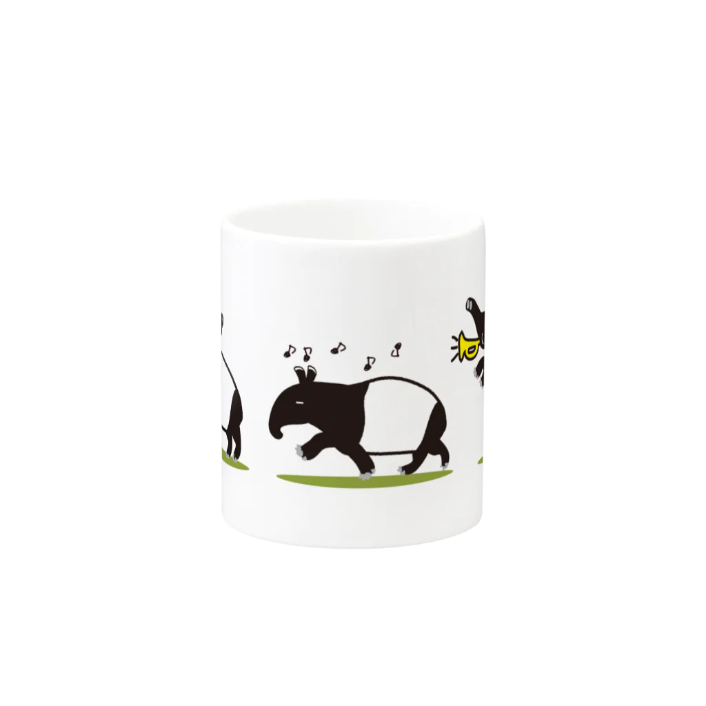 バクの森 〜マレーバクや動物イラストのグッズ 〜の楽しいマレーバクの「３バクトリオ」シリーズ Mug :other side of the handle