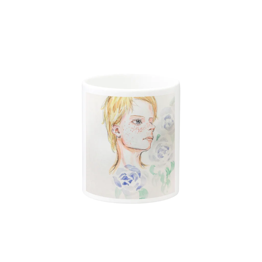 大平 真優(Ohira Mayu)の青薔薇と少年 Mug :other side of the handle