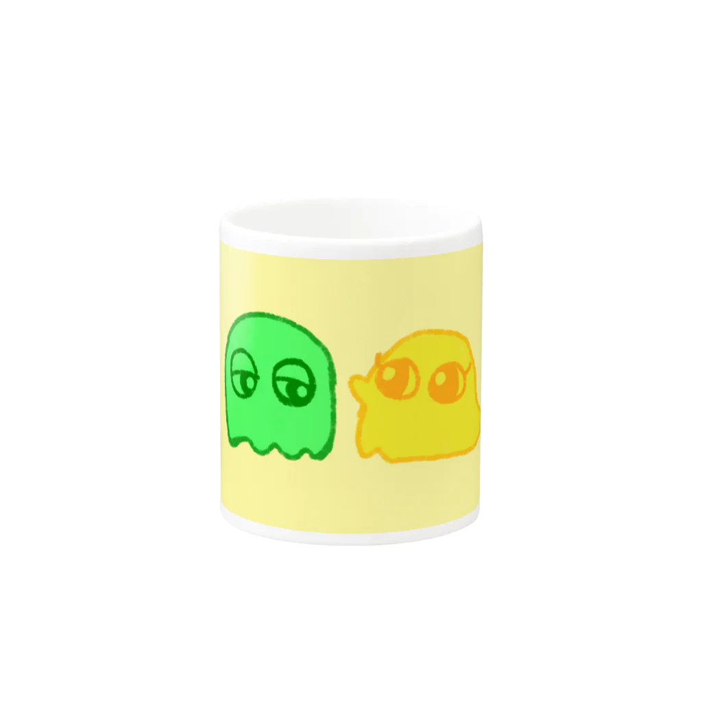 梅昆布のもちょ green&yellow Mug :other side of the handle